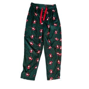 Varsity Sleepwear Santa Pattern Green Christmas Pajama Pants Men's Size M